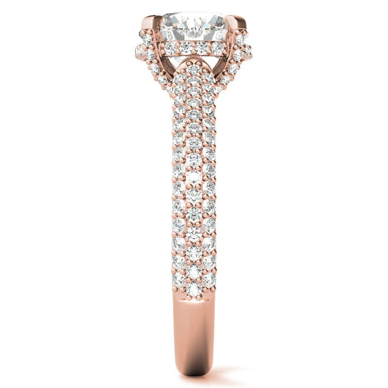 Round Pave Style Moissanite Engagement Ring