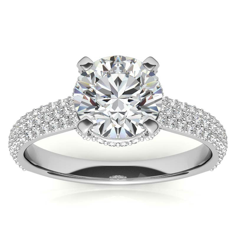 Round Pave Style Moissanite Engagement Ring
