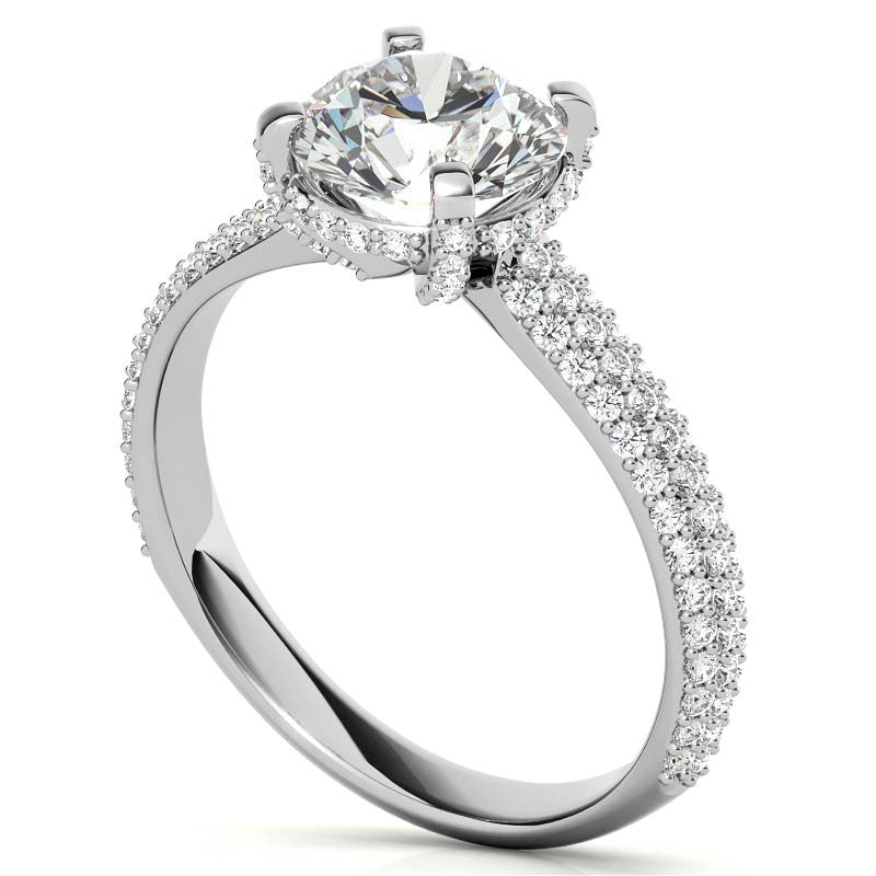 Round Pave Style Moissanite Engagement Ring
