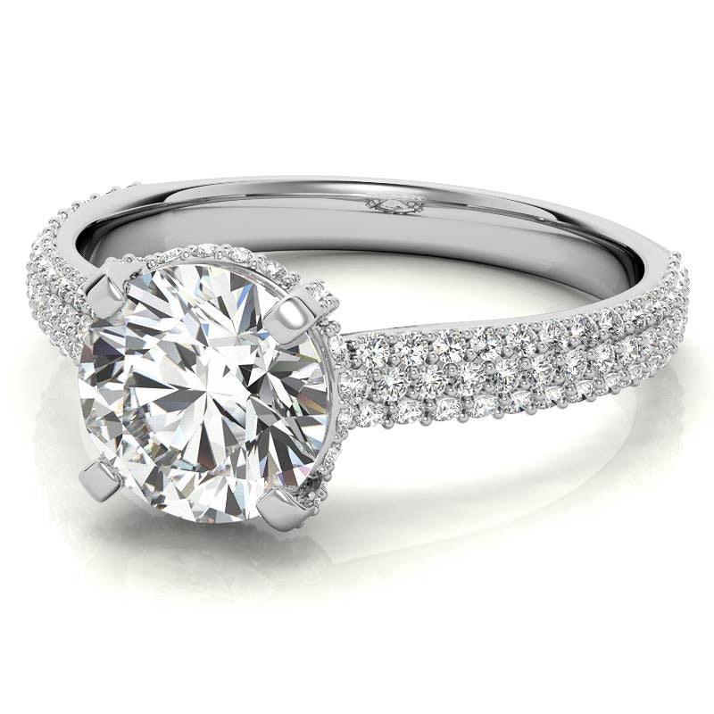 Round Pave Style Moissanite Engagement Ring