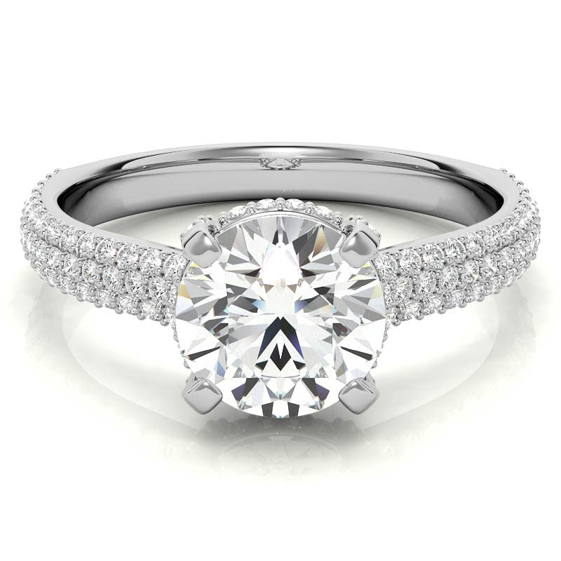 Round Pave Style Moissanite Engagement Ring