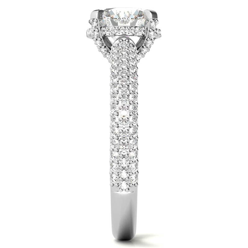 Round Pave Style Moissanite Engagement Ring