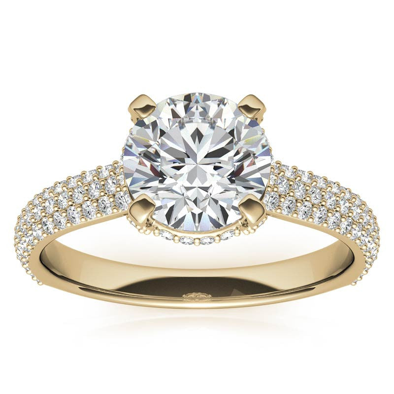 Round Pave Style Moissanite Engagement Ring