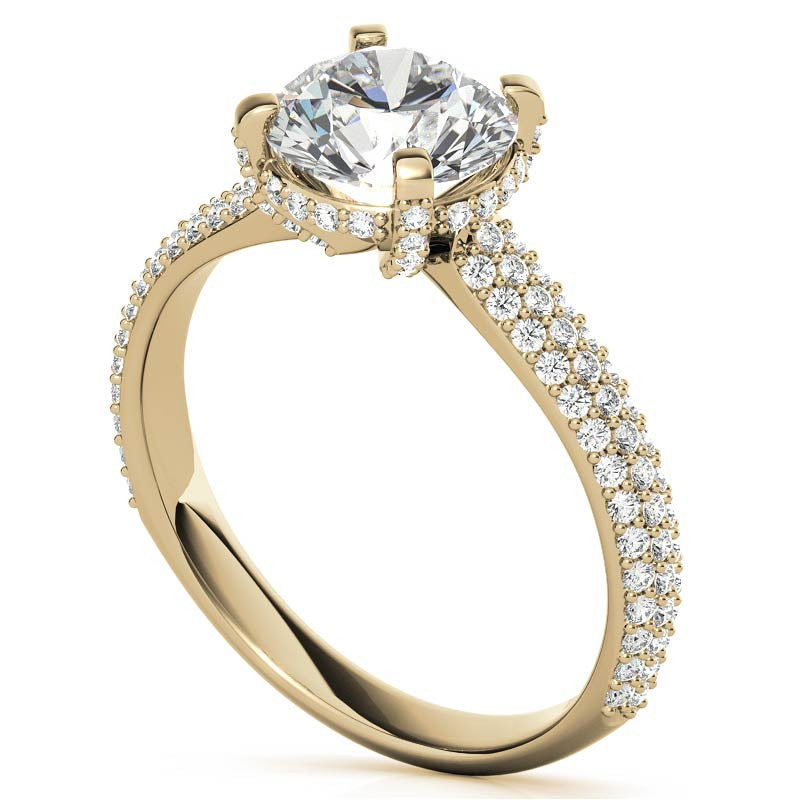 Round Pave Style Moissanite Engagement Ring