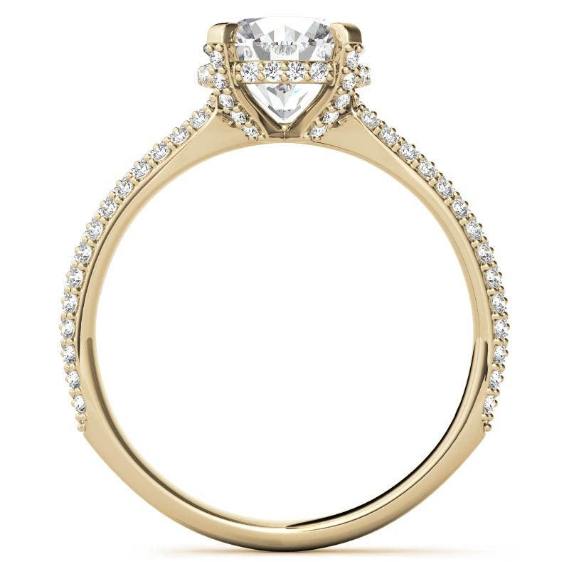 Round Pave Style Moissanite Engagement Ring