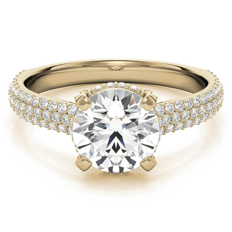Round Pave Style Moissanite Engagement Ring