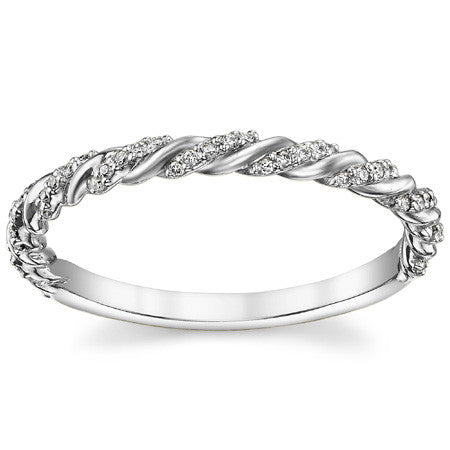 Round Brilliant Moissanite Twisted Rope Stackable Band