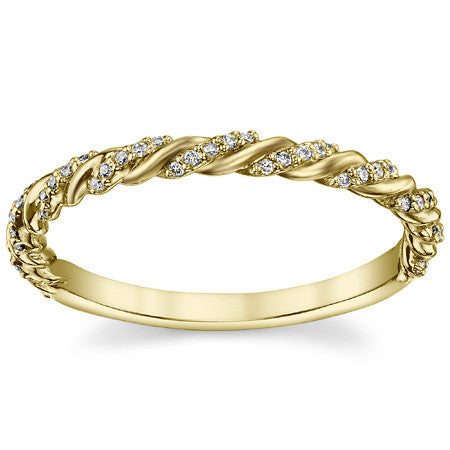 Round Brilliant Moissanite Twisted Rope Stackable Band
