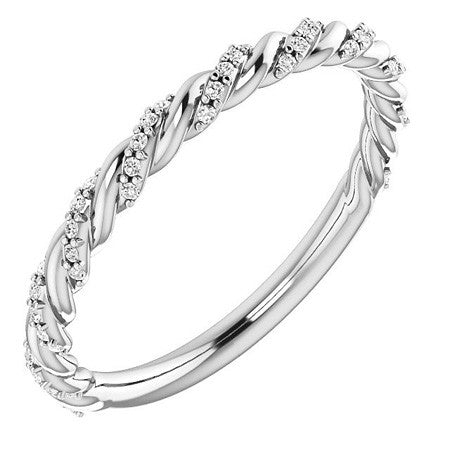 Round Brilliant Moissanite Twisted Rope Stackable Band