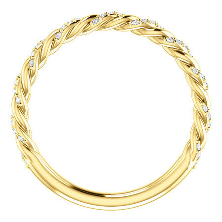 Round Brilliant Moissanite Twisted Rope Stackable Band
