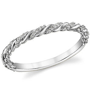 Round Brilliant Moissanite Twisted Rope Stackable Band