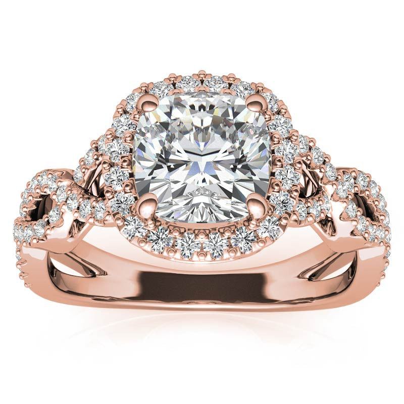 Cushion Infinity Halo Engagement Ring with Scrolls