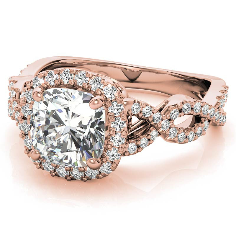 Cushion Infinity Halo Engagement Ring with Scrolls