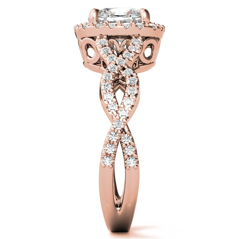 Cushion Infinity Halo Engagement Ring with Scrolls