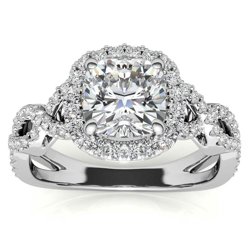 Cushion Infinity Halo Engagement Ring with Scrolls
