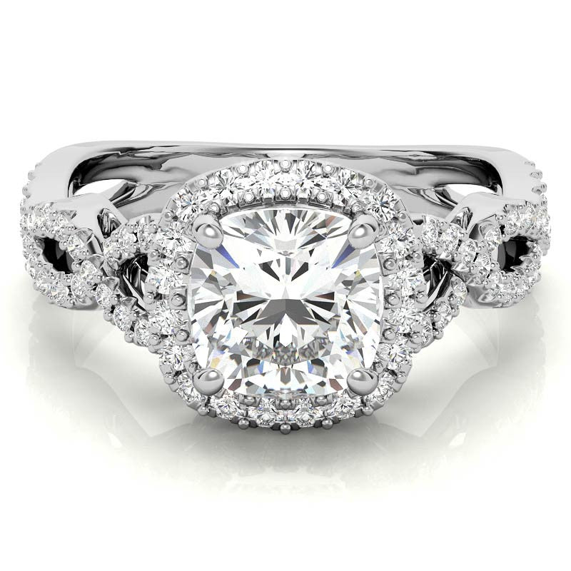 Cushion Infinity Halo Engagement Ring with Scrolls