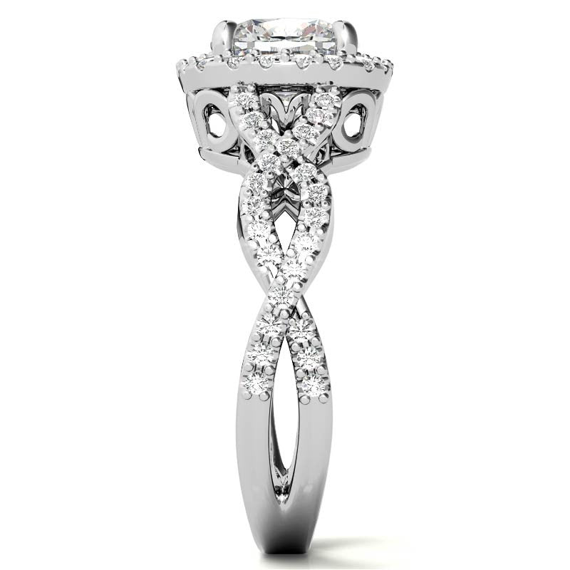 Cushion Infinity Halo Engagement Ring with Scrolls