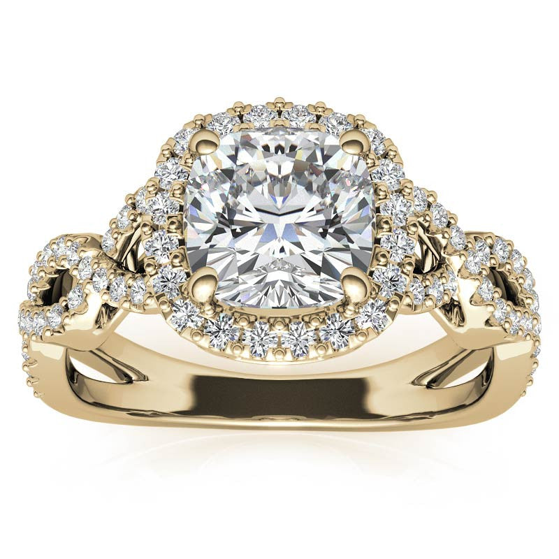 Cushion Infinity Halo Engagement Ring with Scrolls