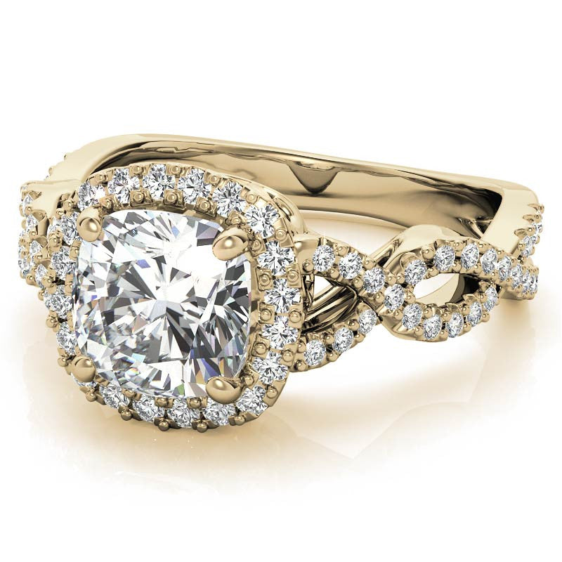 Cushion Infinity Halo Engagement Ring with Scrolls