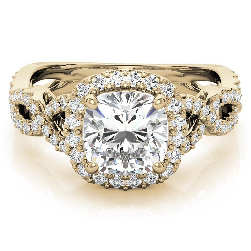 Cushion Infinity Halo Engagement Ring with Scrolls