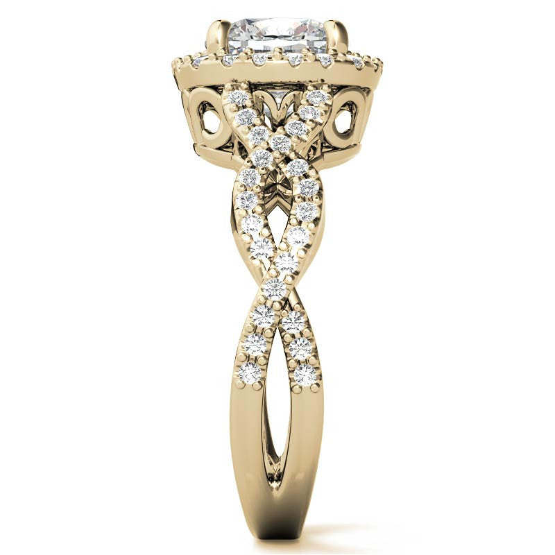 Cushion Infinity Halo Engagement Ring with Scrolls