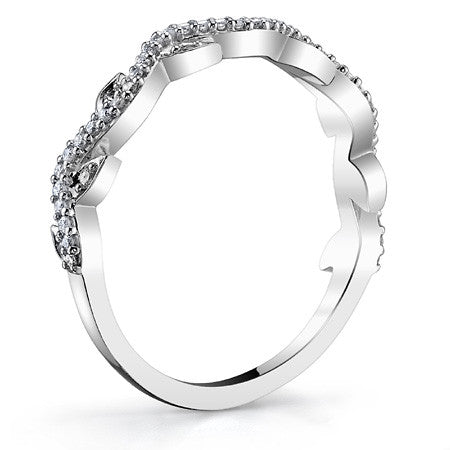 Round Brilliant Diamond Leaf Design Stackable Band