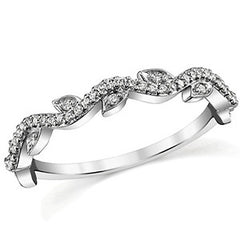 Round Brilliant Diamond Leaf Design Stackable Band