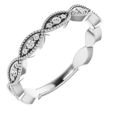 Infinity Style Moissanite Stackable Band with Milgrain