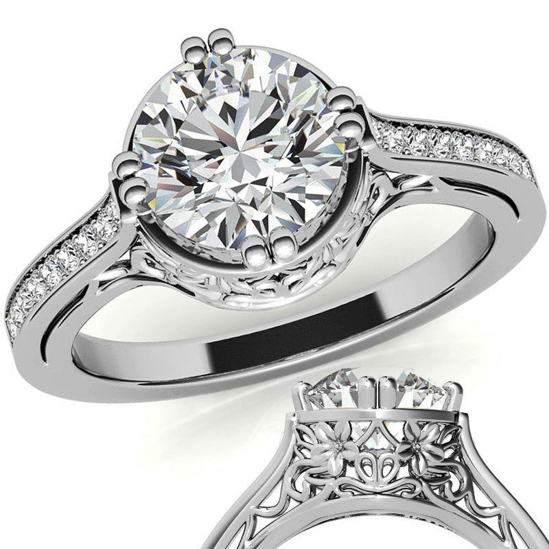 NESW Double Prong Round Brilliant Moissanite Engagement Ring