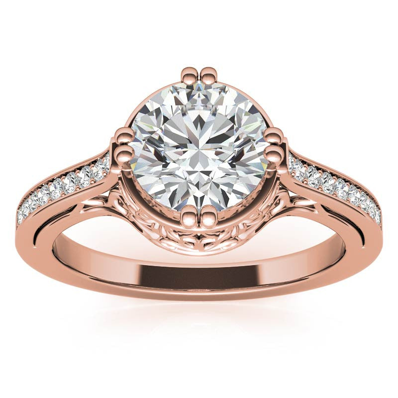 NESW Double Prong Round Brilliant Moissanite Engagement Ring