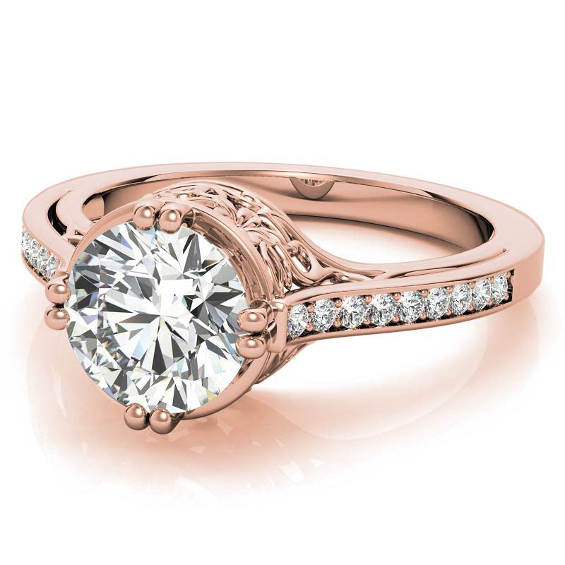 NESW Double Prong Round Brilliant Moissanite Engagement Ring