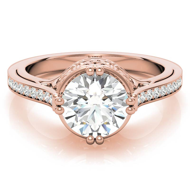 NESW Double Prong Round Brilliant Moissanite Engagement Ring