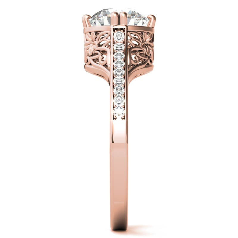 NESW Double Prong Round Brilliant Moissanite Engagement Ring