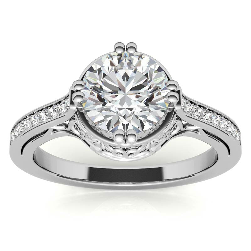 NESW Double Prong Round Brilliant Moissanite Engagement Ring