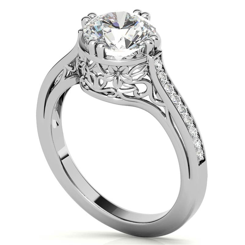 NESW Double Prong Round Brilliant Moissanite Engagement Ring