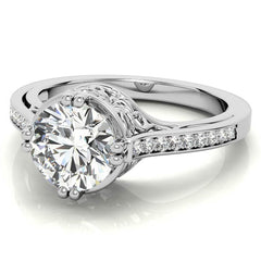 NESW Double Prong Round Brilliant Moissanite Engagement Ring