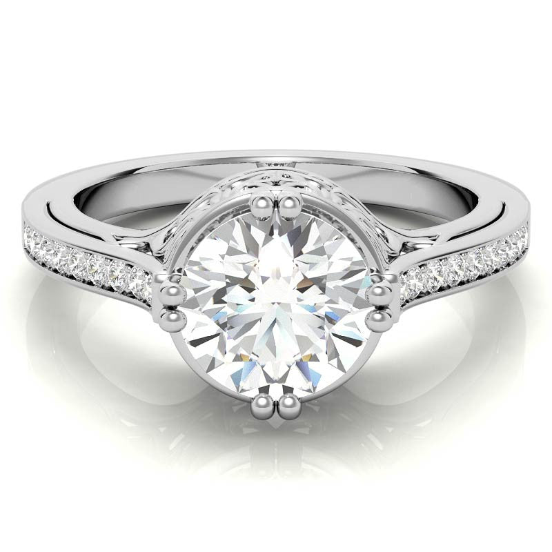 NESW Double Prong Round Brilliant Moissanite Engagement Ring