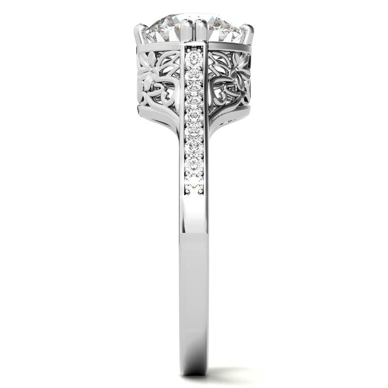 NESW Double Prong Round Brilliant Moissanite Engagement Ring
