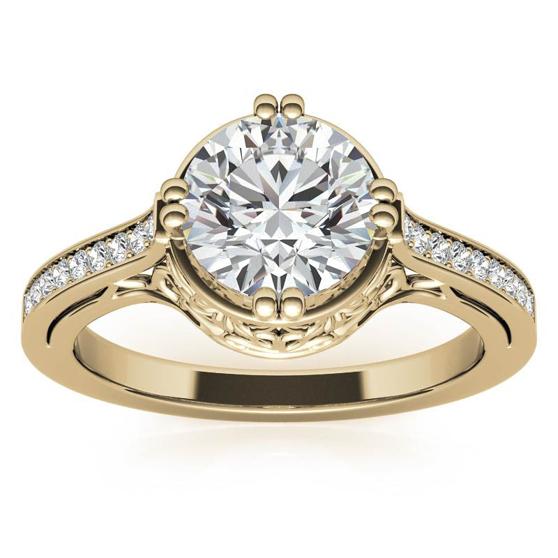 NESW Double Prong Round Brilliant Moissanite Engagement Ring