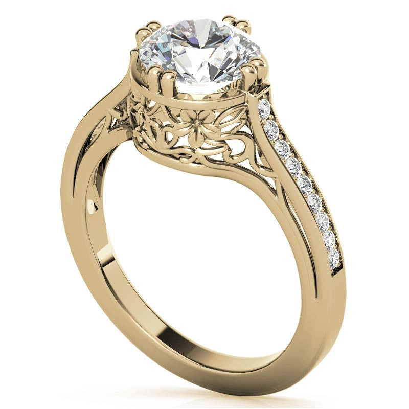NESW Double Prong Round Brilliant Moissanite Engagement Ring