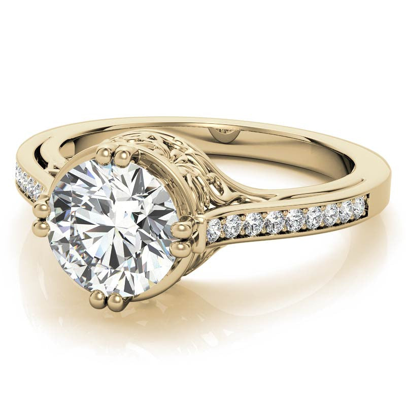 NESW Double Prong Round Brilliant Moissanite Engagement Ring