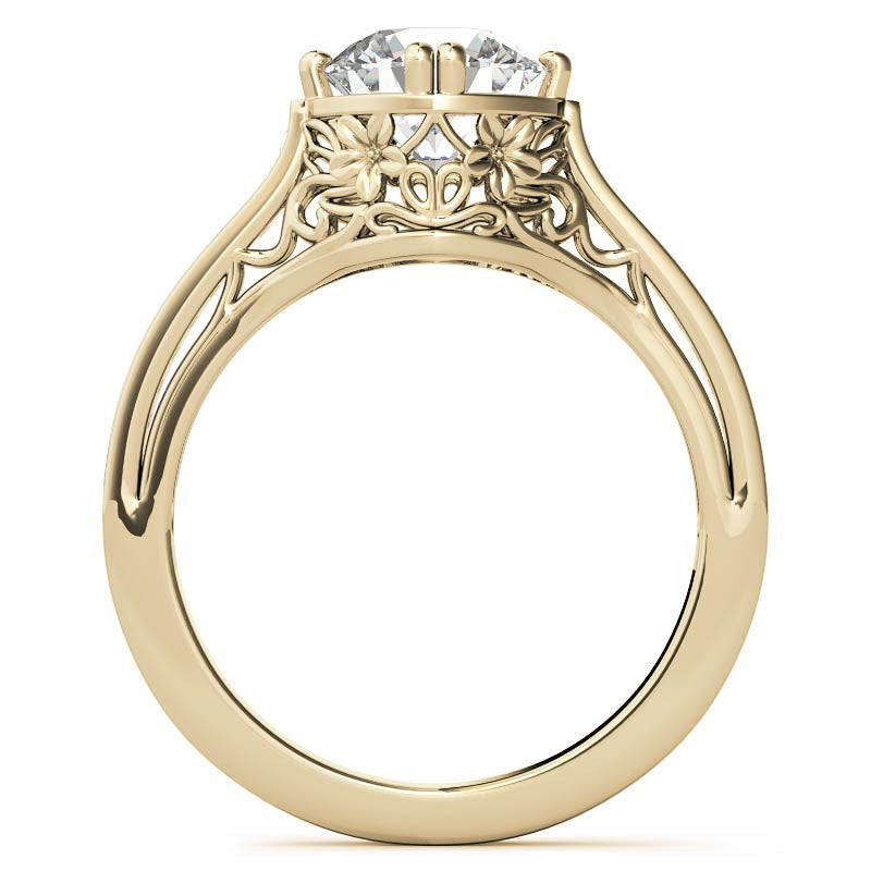NESW Double Prong Round Brilliant Moissanite Engagement Ring