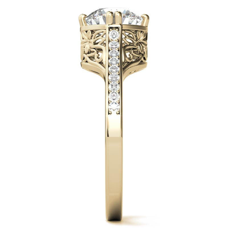 NESW Double Prong Round Brilliant Moissanite Engagement Ring