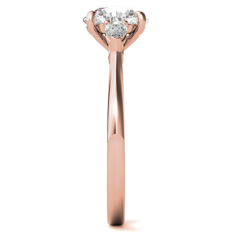 Round and Pear Moissanite Cathedral 3-Stone Ring
