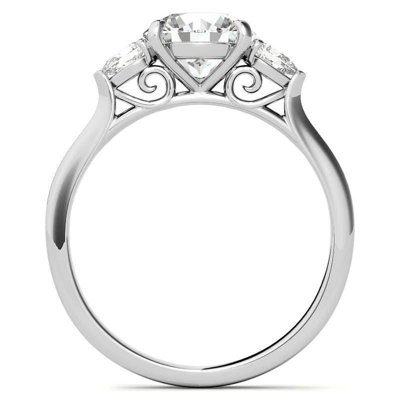 Round and Pear Moissanite Cathedral 3-Stone Ring