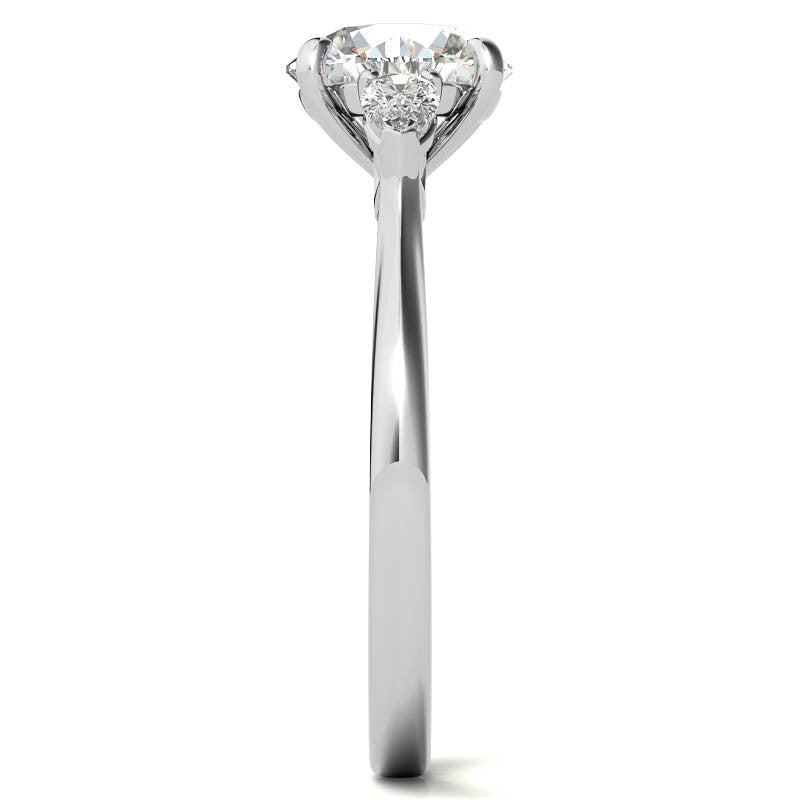 Round and Pear Moissanite Cathedral 3-Stone Ring