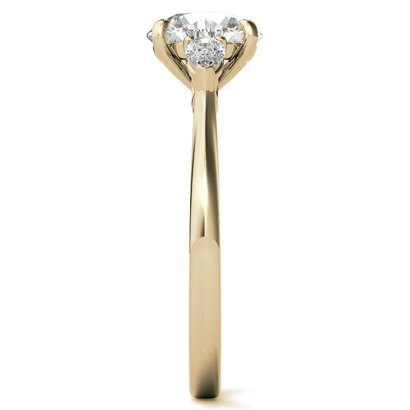Round and Pear Moissanite Cathedral 3-Stone Ring