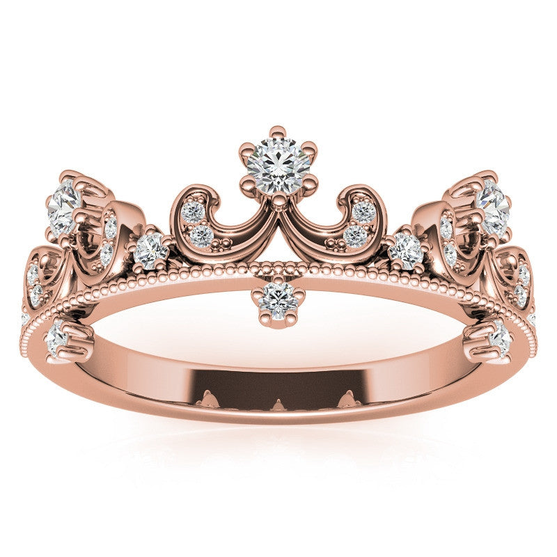 Tiara Design Round Brilliant Moissanite Stackable Band