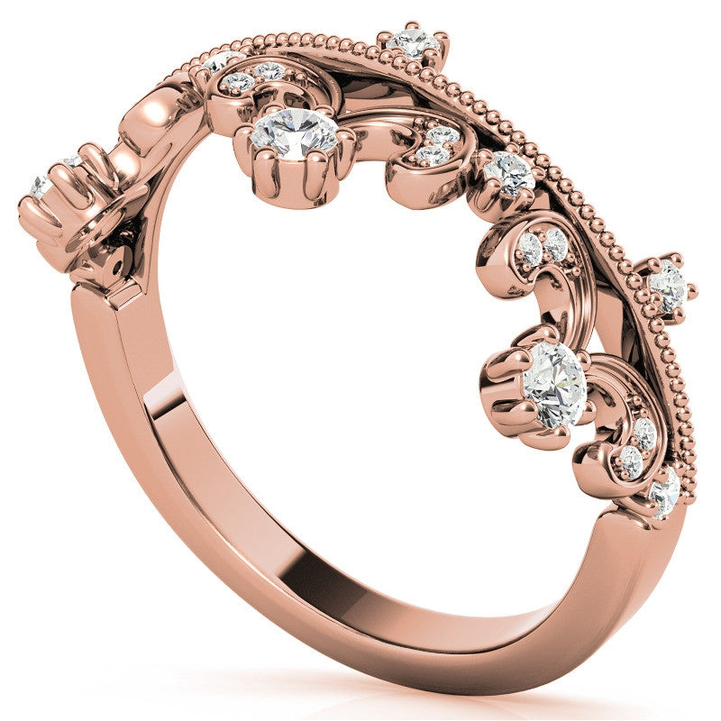 Tiara Design Round Brilliant Moissanite Stackable Band