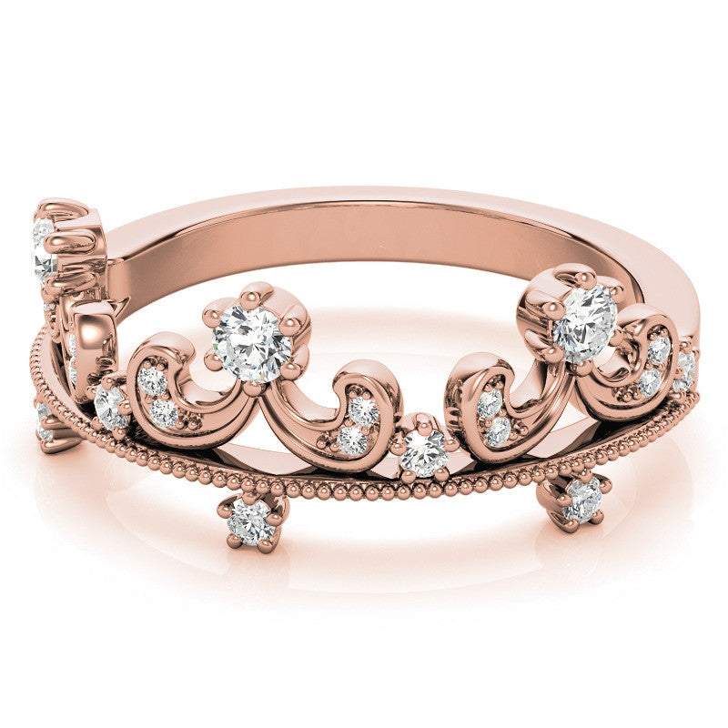 Tiara Design Round Brilliant Moissanite Stackable Band